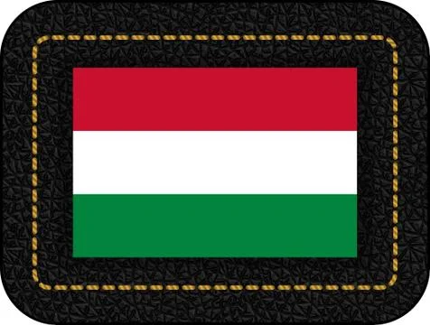 Flag of Hungary. Vector Icon on Black Leather Backdrop Stock Illustration