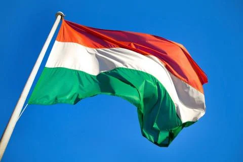 Flag of Hungary in the Wind Stock Photos