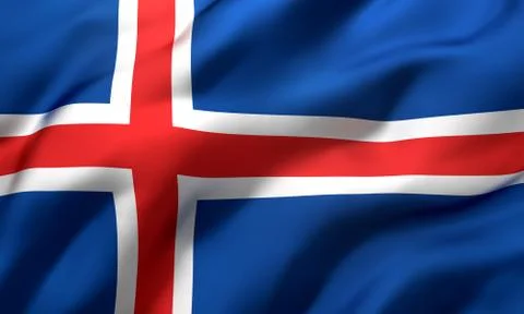 Flag of Iceland blowing in the wind Stock Illustration