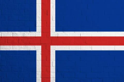 Flag of Iceland Brick wall texture of the flag of Iceland Stock Illustration