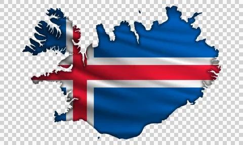 Flag Iceland in the form of a map Stock Illustration