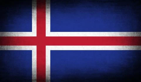 Flag of Iceland with old texture. Stock Illustration