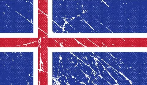 Flag of Iceland with old texture. Vector Illustrazione stock