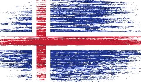 Flag of Iceland with old texture. Vector Illustrazione stock