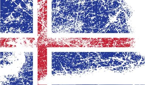 Flag of Iceland with old texture. Vector Illustrazione stock