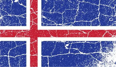Flag of Iceland with old texture. Vector Illustrazione stock
