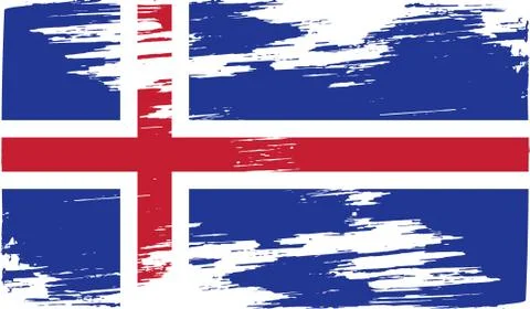 Flag of Iceland with old texture. Vector Illustrazione stock