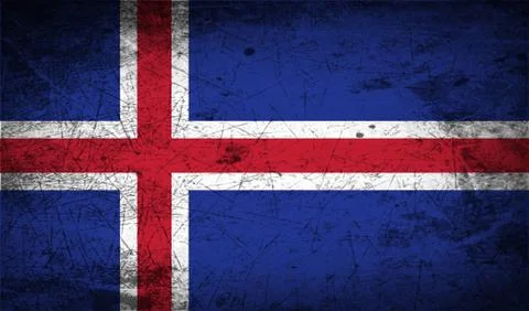 Flag of Iceland with old texture. Vector Illustrazione stock