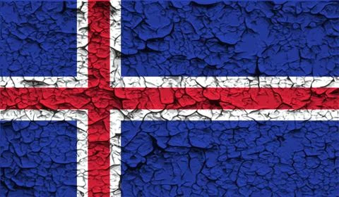 Flag of Iceland with old texture. Vector Illustrazione stock