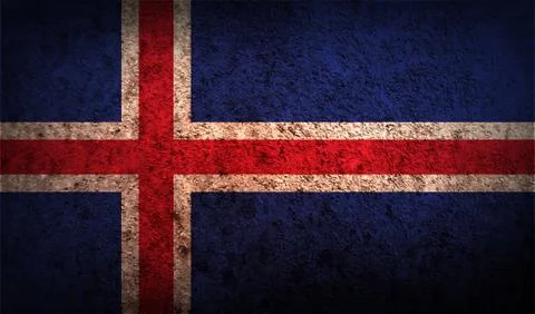 Flag of Iceland with old texture. Vector Stock Illustration