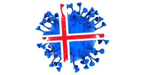 Flag of Iceland on Seamless looping 3D animation of the covid-19 Corona Virus Stock Footage 166462419