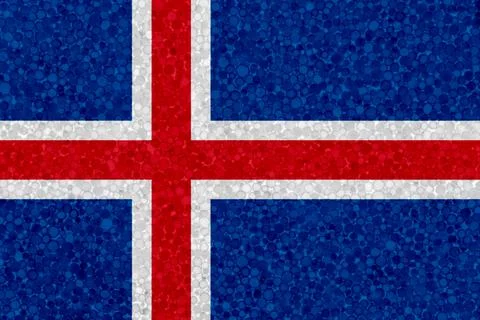 Flag of Iceland on styrofoam texture Stock Photos