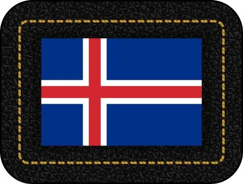 Flag of Iceland. Vector Icon on Black Leather Backdrop Stock Illustration