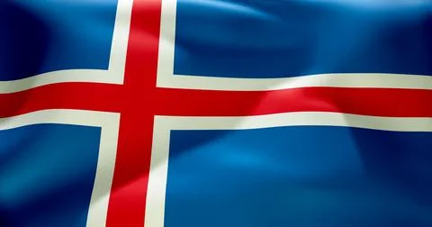 Flag of Iceland waving high resolution 10K+ size Stock Illustration