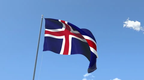 The flag of Iceland Waving on the Wind. Stock Footage 41081569