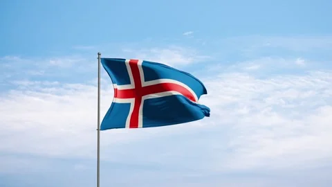 Flag Iceland waving in the wind. Stock Footage 278151027
