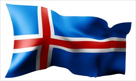 Flag of the Iceland waving in the wind. Stock Illustration