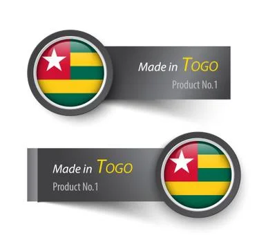 Flag icon and label with text made in Togo . イラスト素材