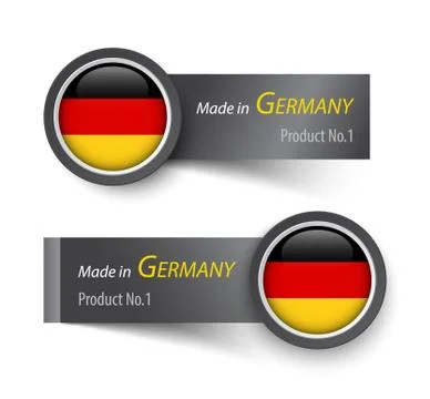 Flag icon and label with text made in Germany . イラスト素材