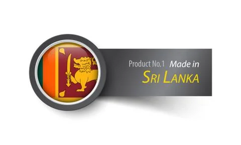 Flag icon and label with text made in Sri Lanka . イラスト素材