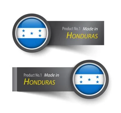 Flag icon and label with text made in Honduras . Stock Illustration
