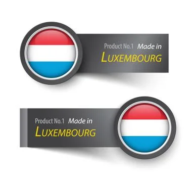 Flag icon and label with text made in Luxembourg . イラスト素材