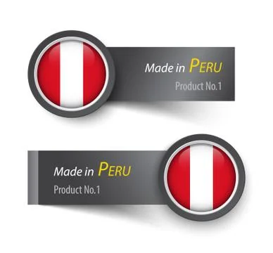 Flag icon and label with text made in Peru . Stock Illustration