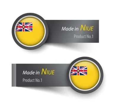 Flag icon and label with text made in Niue . イラスト素材