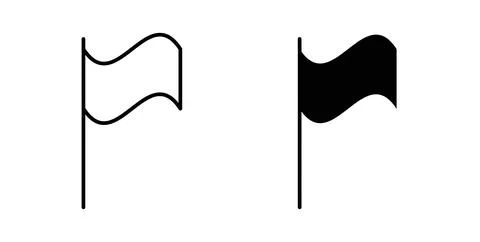 Flag icon collection in black, Line icons, flat symbols Stock Illustration