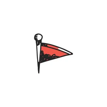 Flag icon in colored sketch style, doodle vector illustration isolated on white Illustrazione stock