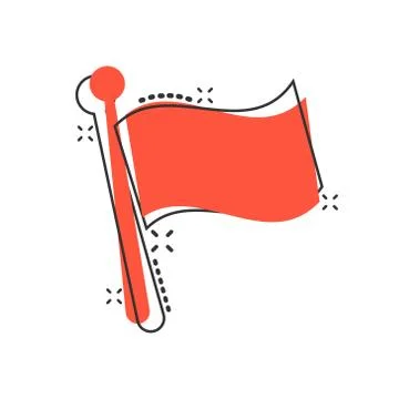 Flag icon in comic style. Pin cartoon vector illustration on white isolated b Ilustración de archivo