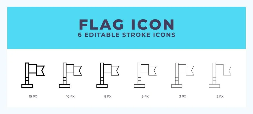 Flag icon with editable stroke. Outline icon vector illustration. Stock Illustration