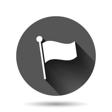 Flag icon in flat style. Pin vector illustration on black round background wi 스톡 일러스트