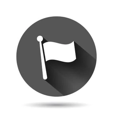 Flag icon in flat style. Pin vector illustration on black round background wi Illustrazione stock