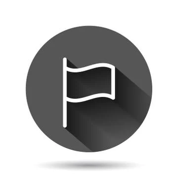 Flag icon in flat style. Pin vector illustration on black round background wi Stock Illustration