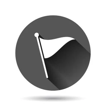 Flag icon in flat style. Pin vector illustration on black round background wi イラスト素材