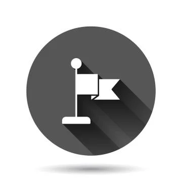 Flag icon in flat style. Pin vector illustration on black round background wi Illustrazione stock