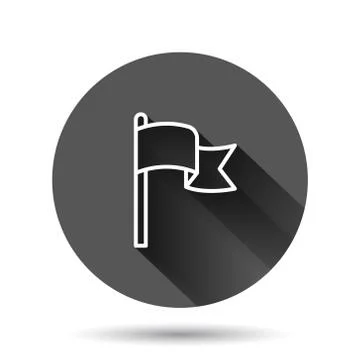 Flag icon in flat style. Pin vector illustration on black round background wi イラスト素材