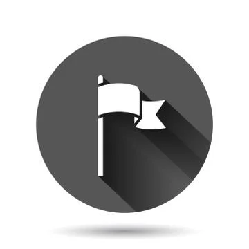 Flag icon in flat style. Pin vector illustration on black round background wi 스톡 일러스트