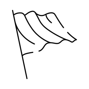 Flag icon flying symbol line art Stock Illustration