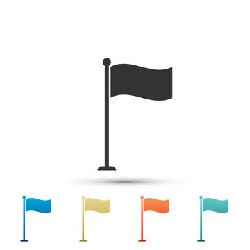Flag icon isolated on white background. Location marker symbol. Set elements in Stock Illustration