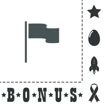 Flag icon. Location marker symbol. Flat design style. Stock Illustration