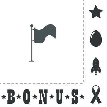 Flag icon. Location marker symbol. Flat design style. Stock Illustration