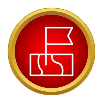 Flag icon marking destination on a map Stock Illustration