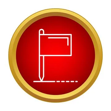 Flag icon marking location on dotted line Stock Illustration
