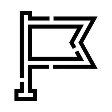 Flag icon marking a map location destination goal 库存插图