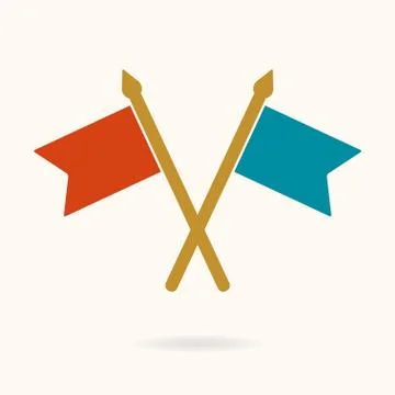 Flag icon or sign. Two flags isolated on white background.  Stock Illustration
