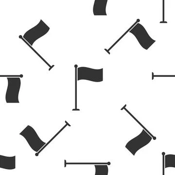 Flag icon seamless pattern on white background. Location marker symbol. Flat Stock Illustration