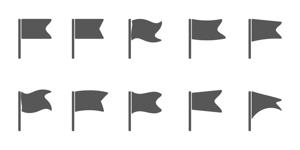 Flag icon. Set of black flag icons. Vector illustration. Stock Illustration