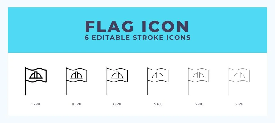Flag icon set with different stroke. Design elements for logo. Vector illus.. Stock Illustration